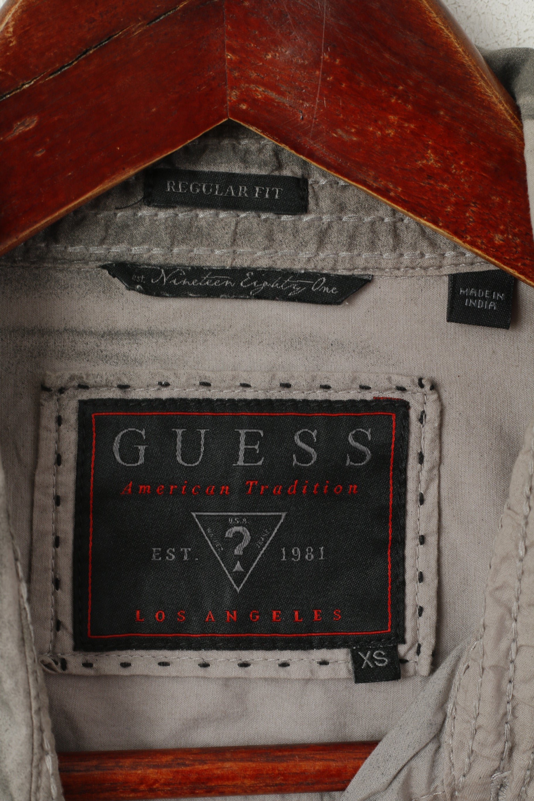 Guess Men XS Casual Shirt Gray Regular Fit Washed Look Long Sleeve Top