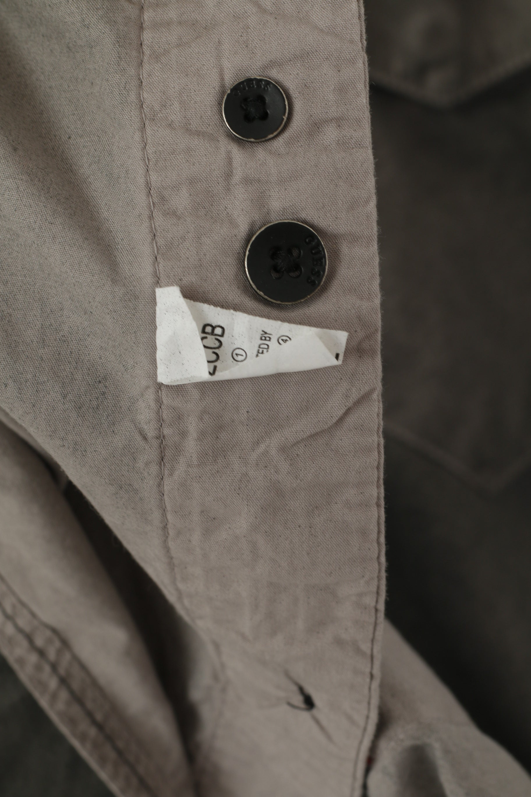 Guess Men XS Casual Shirt Gray Regular Fit Washed Look Long Sleeve Top