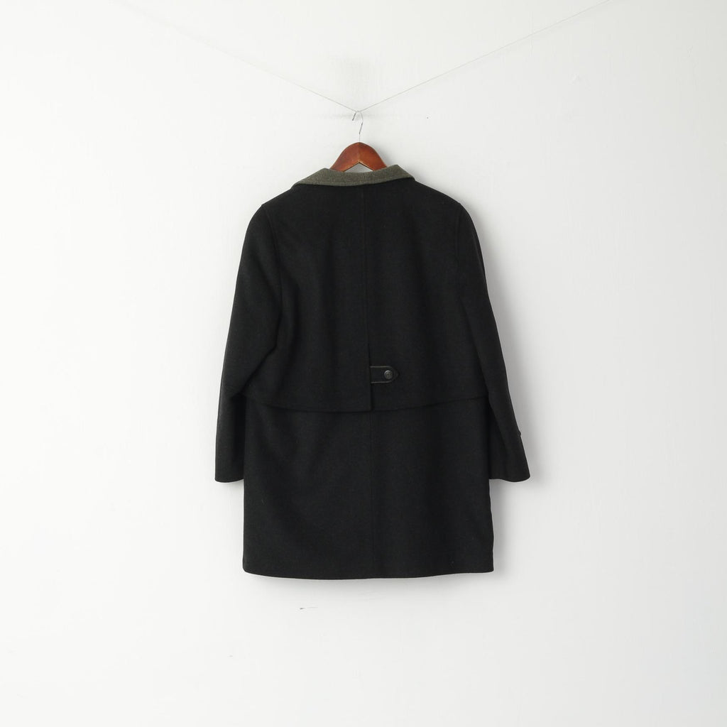 C&amp;A Femmes 12 S Manteau Noir Laine Alpaga Tonale Loden Tyrol Haut Simple Boutonnage