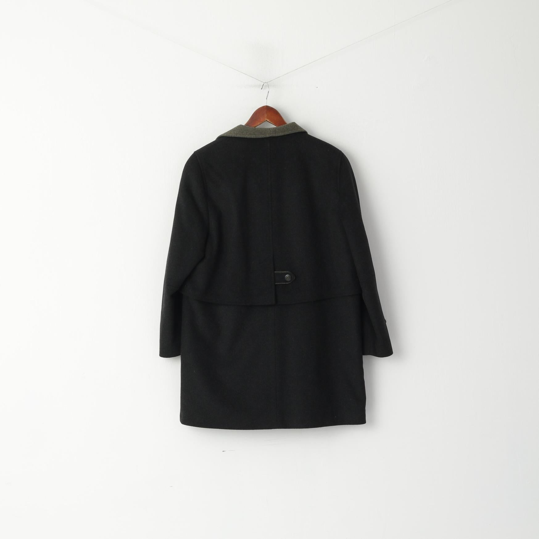 C&amp;A Femmes 12 S Manteau Noir Laine Alpaga Tonale Loden Tyrol Haut Simple Boutonnage