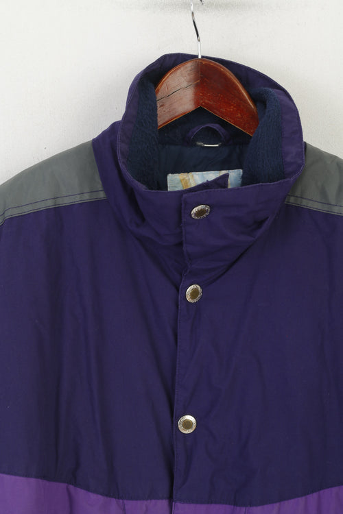 Bouviac Hommes M Veste Violet Vintage Ski Snowboard Rembourré Pleine Fermeture Éclair Haut