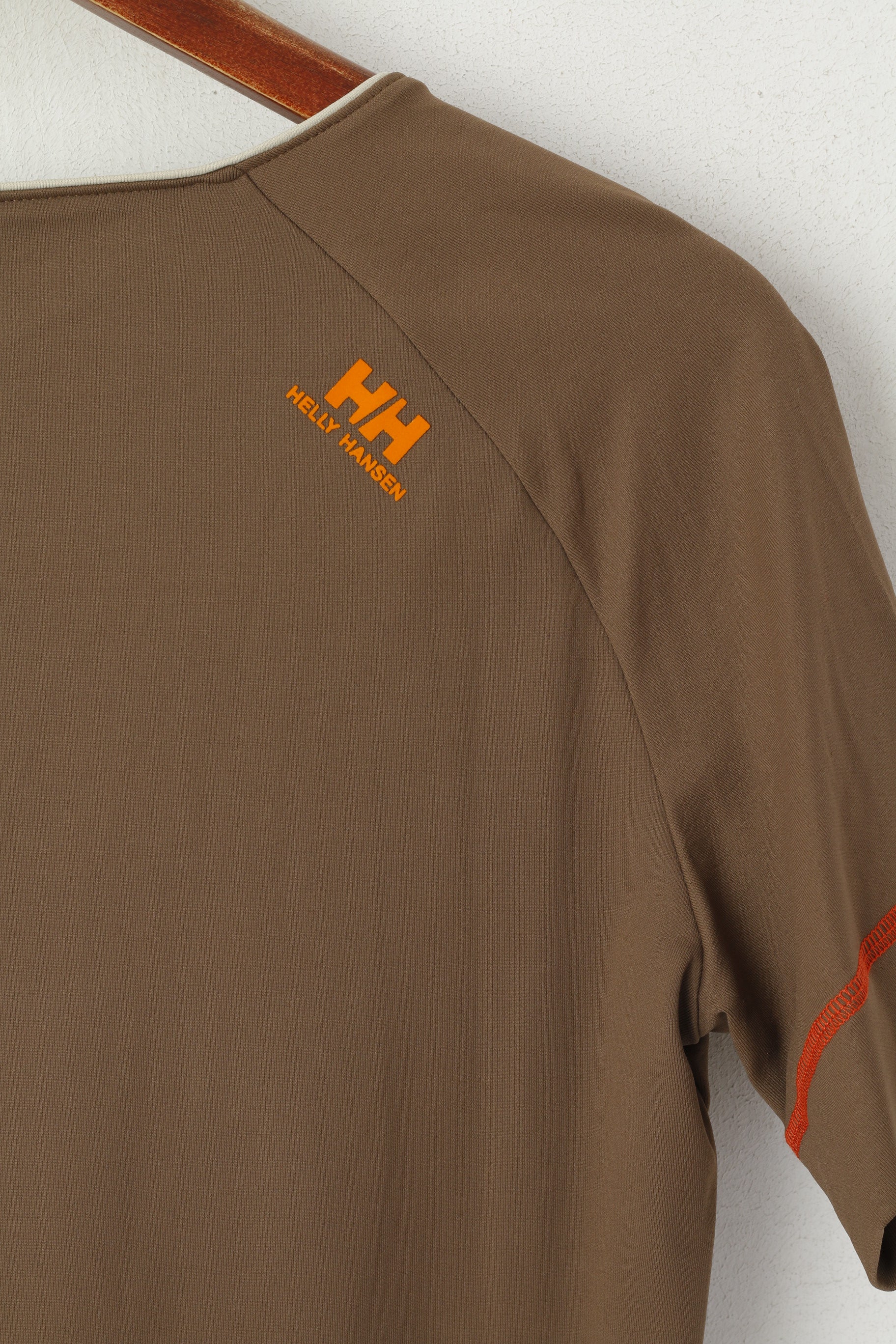 Helly Hansen Femmes L Chemise Marron Nylon Vintage Stretch Col V Sailling Top