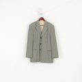 Massimo Datti Men 52 42 Blazer Grey Italy Wool Vintage Micro Check Banero Single Breasted Shoulder Pads Jacket