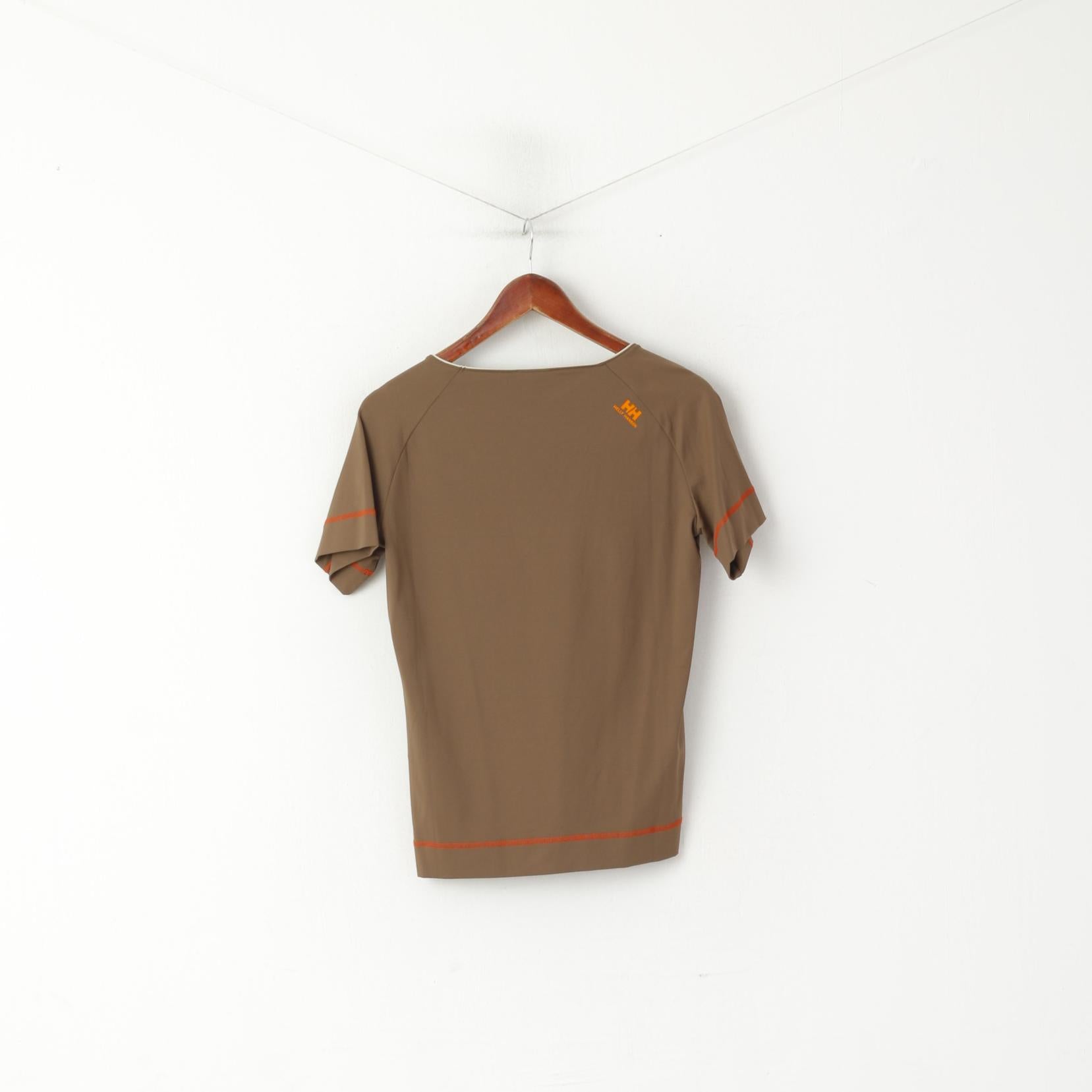 Helly Hansen Femmes L Chemise Marron Nylon Vintage Stretch Col V Sailling Top