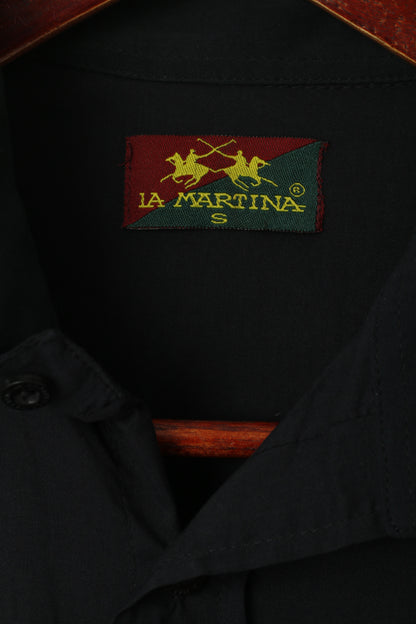 La Martina Chemise décontractée pour femme Polo en coton noir Coupe Argentino Haut à manches longues