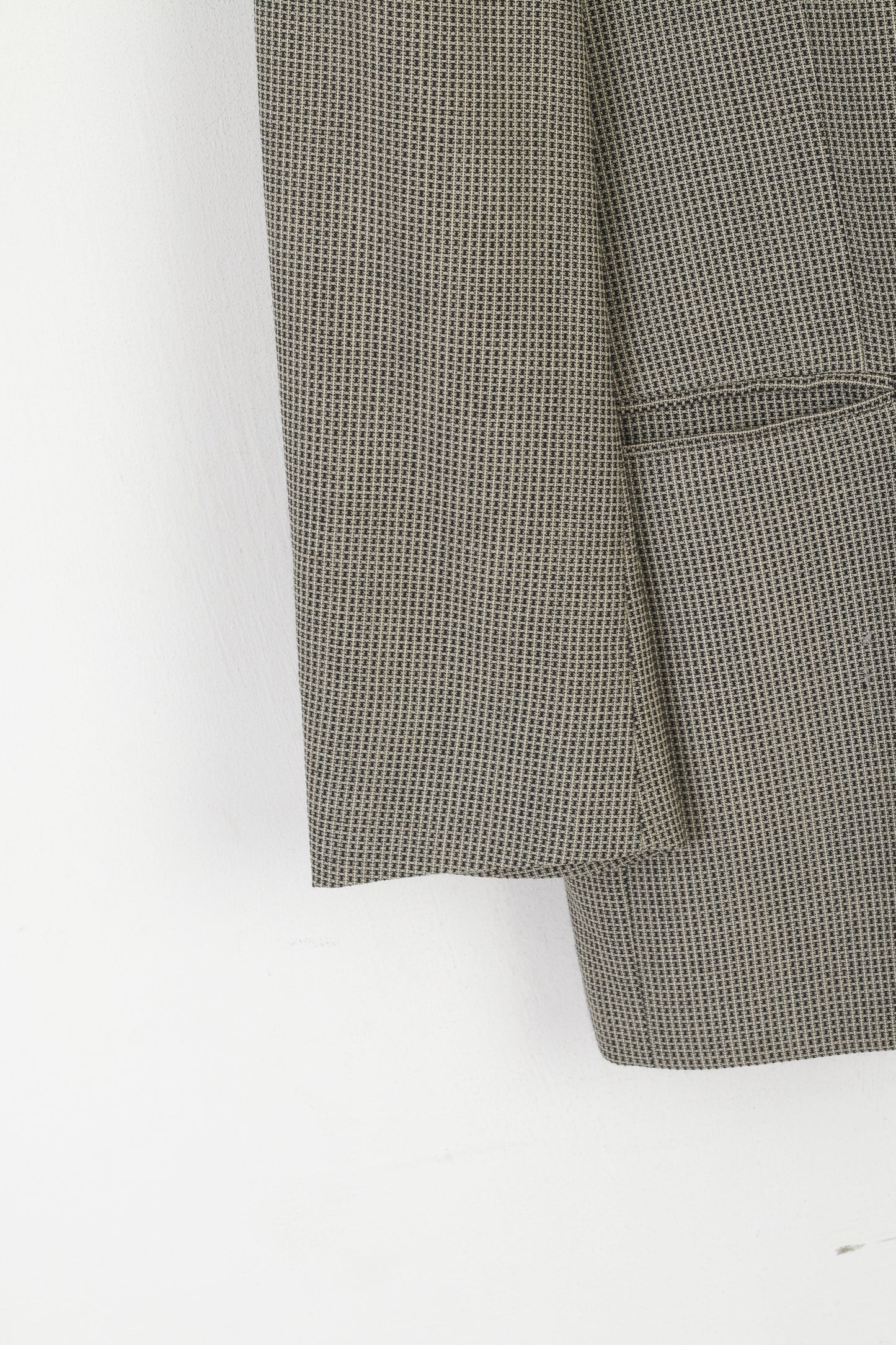 Massimo Datti Men 52 42 Blazer Grey Italy Wool Vintage Micro Check Banero Single Breasted Shoulder Pads Jacket