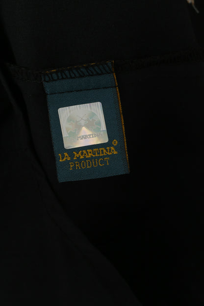 La Martina Chemise décontractée pour femme Polo en coton noir Coupe Argentino Haut à manches longues