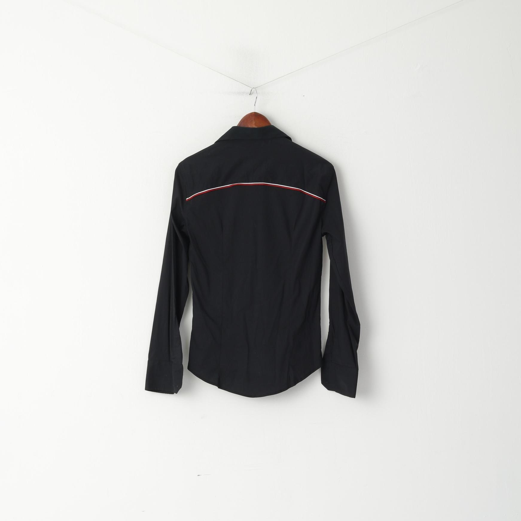 La Martina Chemise décontractée pour femme Polo en coton noir Coupe Argentino Haut à manches longues