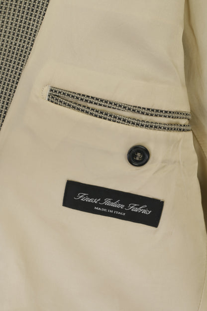 Massimo Datti Hommes 52 42 Blazer Gris Italie Laine Vintage Micro Check Banero Simple Boutonnage Épaulettes Veste