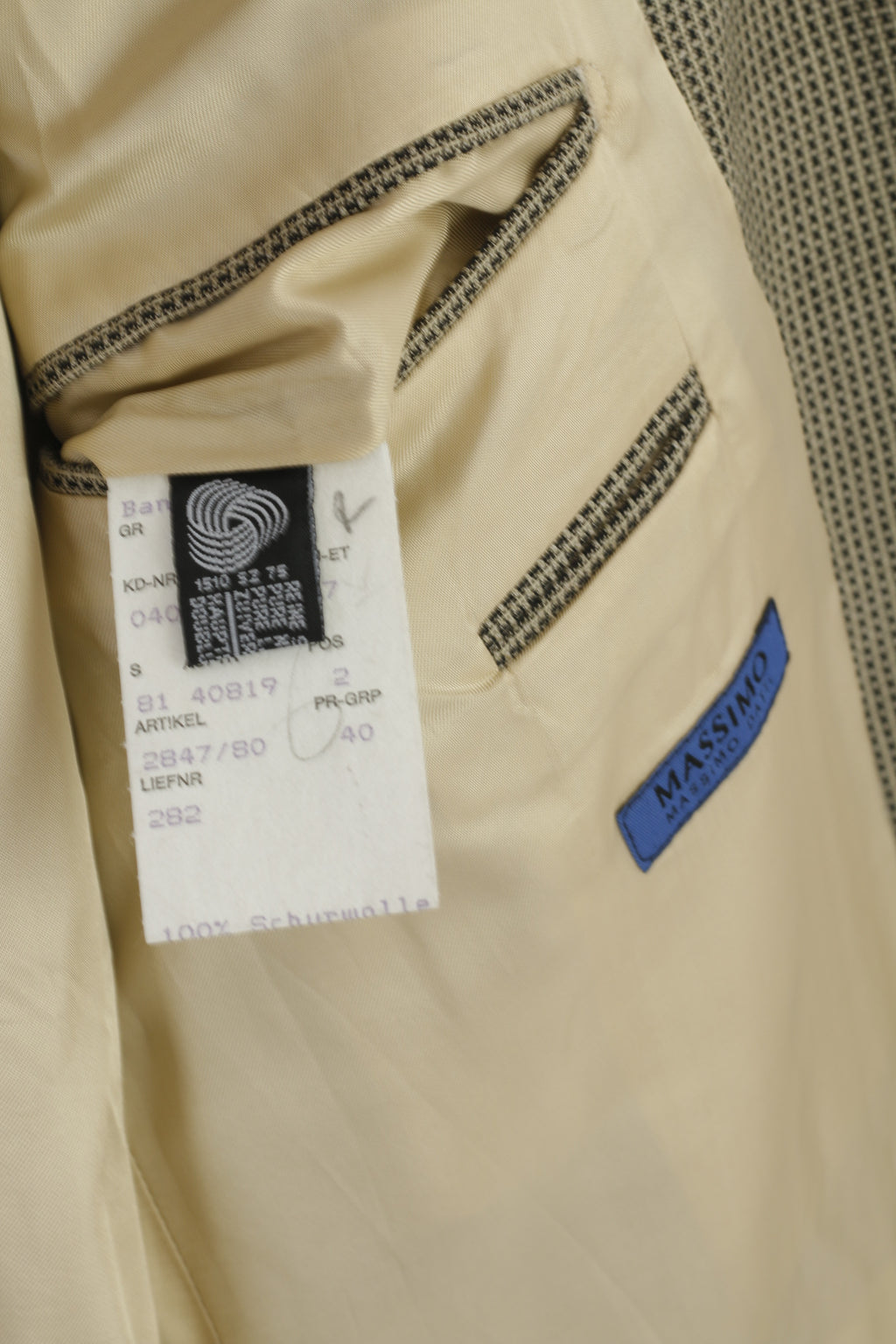 Massimo Datti Men 52 42 Blazer Grey Italy Wool Vintage Micro Check Banero Single Breasted Shoulder Pads Jacket