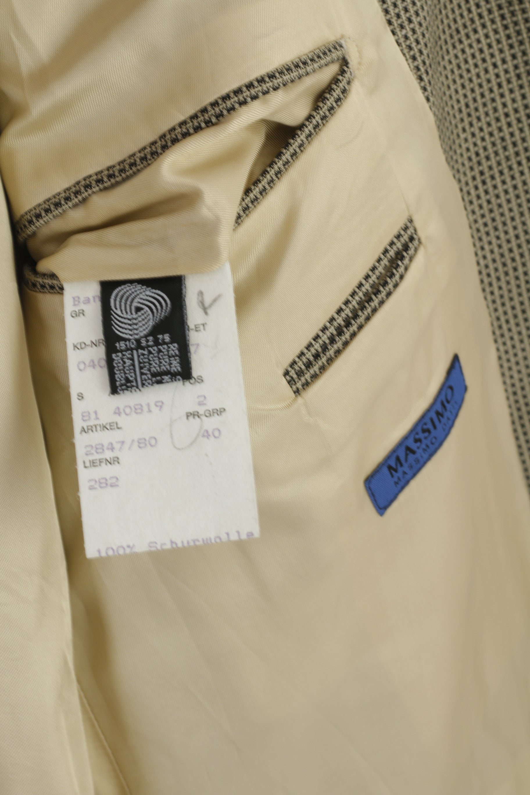Massimo Datti Men 52 42 Blazer Grey Italy Wool Vintage Micro Check Banero Single Breasted Shoulder Pads Jacket