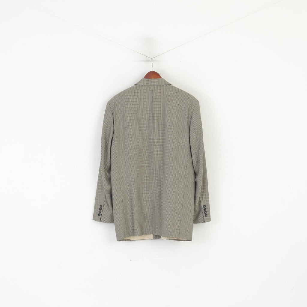 Massimo Datti Men 52 42 Blazer Grey Italy Wool Vintage Micro Check Banero Single Breasted Shoulder Pads Jacket