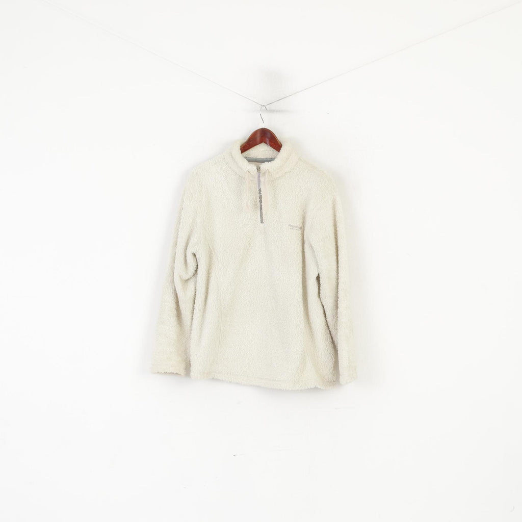 Regatta Women 16 42 XL Fleece Top Beige Fluffy Sweatshirt Zip Neck Soft Blouse