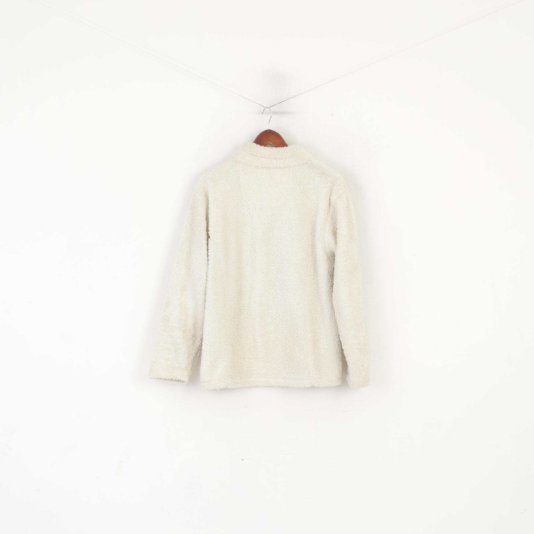 Regatta Women 16 42 XL Fleece Top Beige Fluffy Sweatshirt Zip Neck Soft Blouse