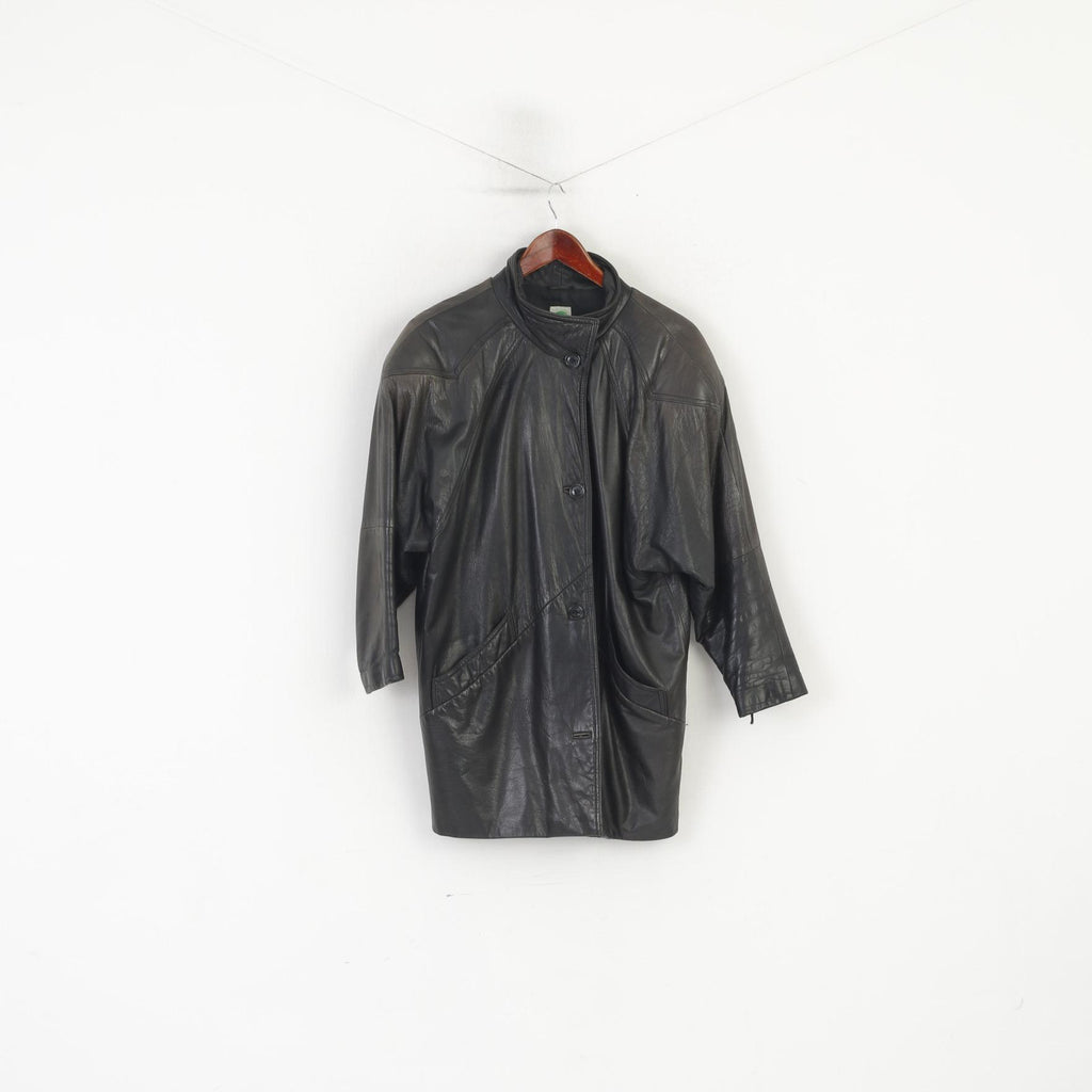 Frey Eve Femmes 40 M Veste En Cuir Noir Vintage Épaulettes Bomber Doux Haut Rétro