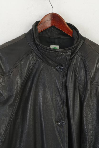 Frey Eve Women 40 M Jacket Black Leather Vintage Shoulder Pads Bomber Soft Retro Top