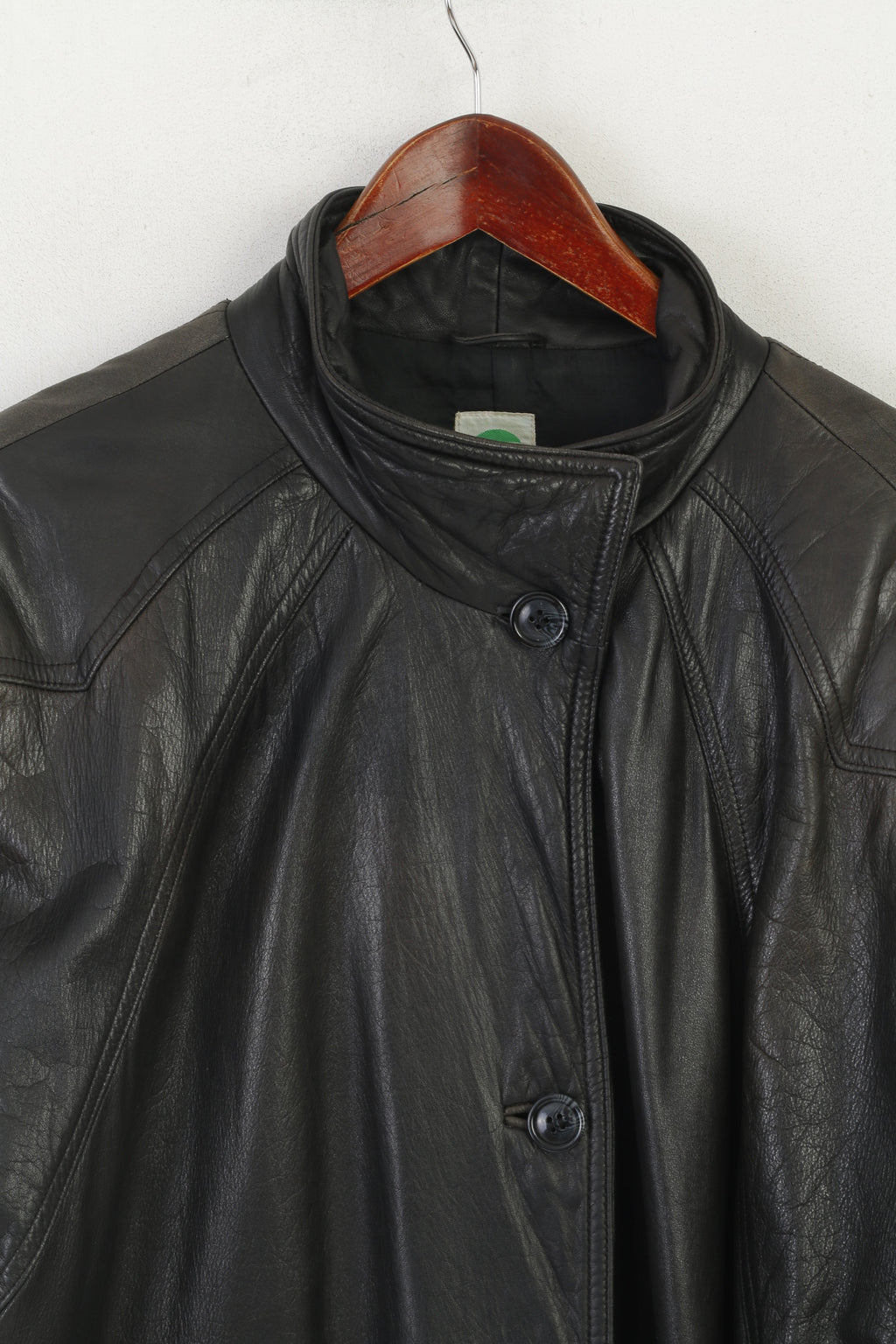Frey Eve Femmes 40 M Veste En Cuir Noir Vintage Épaulettes Bomber Doux Haut Rétro