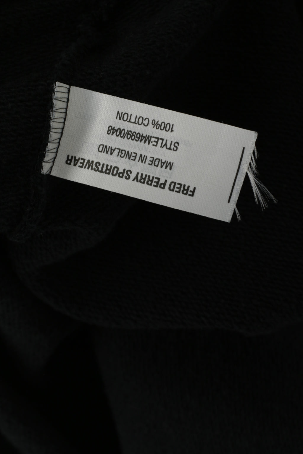 Maglietta Fred Perry da uomo M nera, 100% cotone, girocollo in felpa pesante, top vintage