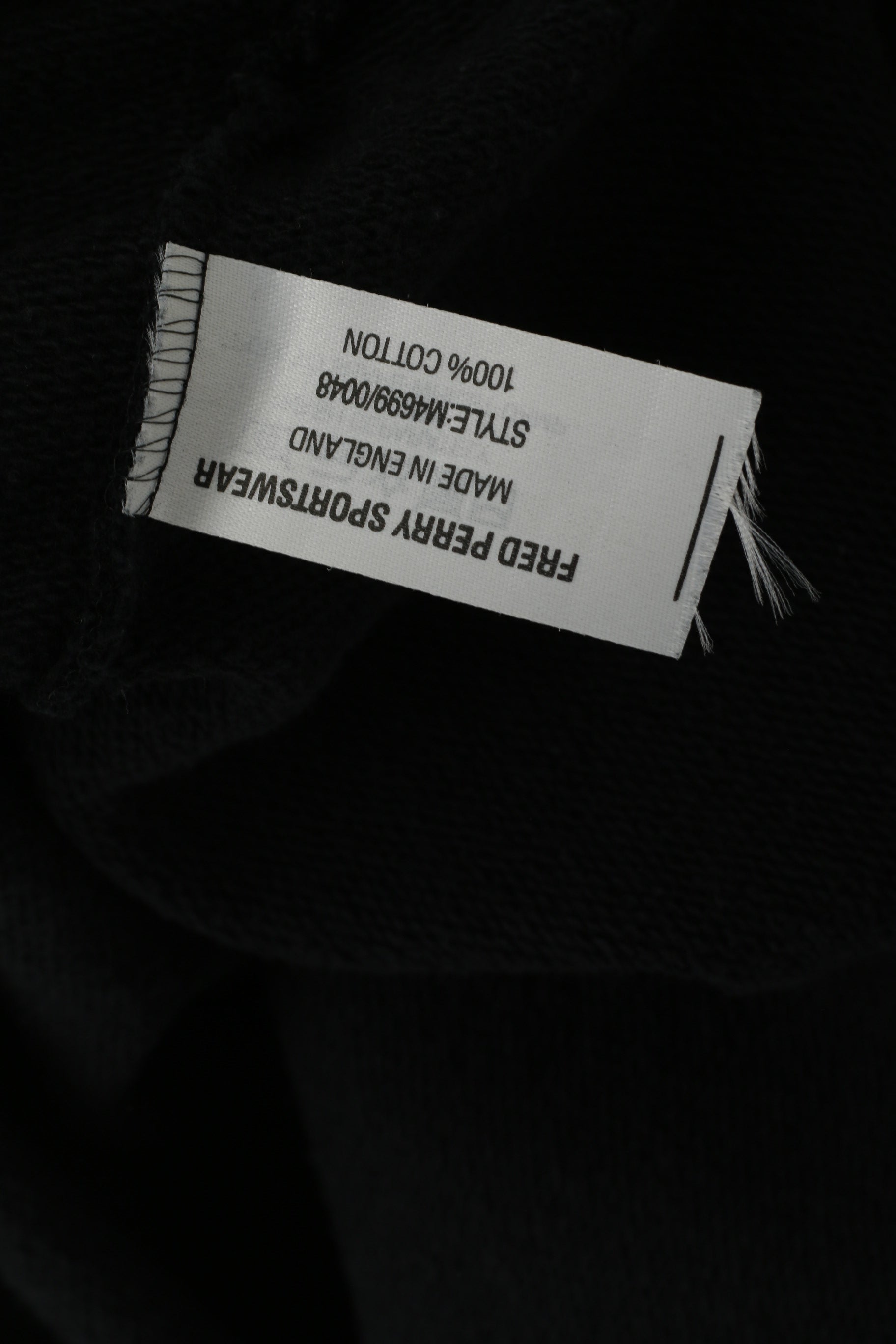 Fred Perry Hommes M Chemise Noir 100% Coton Sweat épais Col Rond Haut Vintage