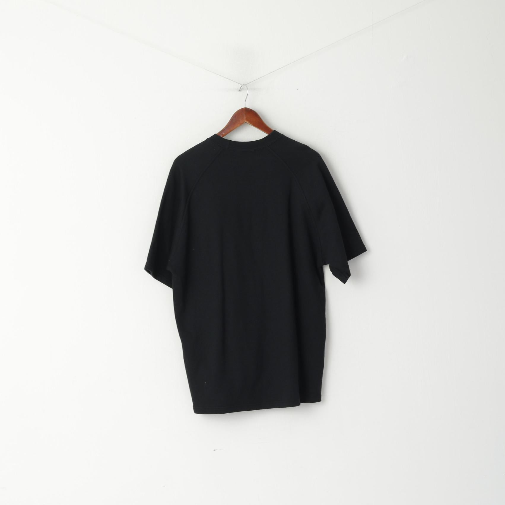 Maglietta Fred Perry da uomo M nera, 100% cotone, girocollo in felpa pesante, top vintage