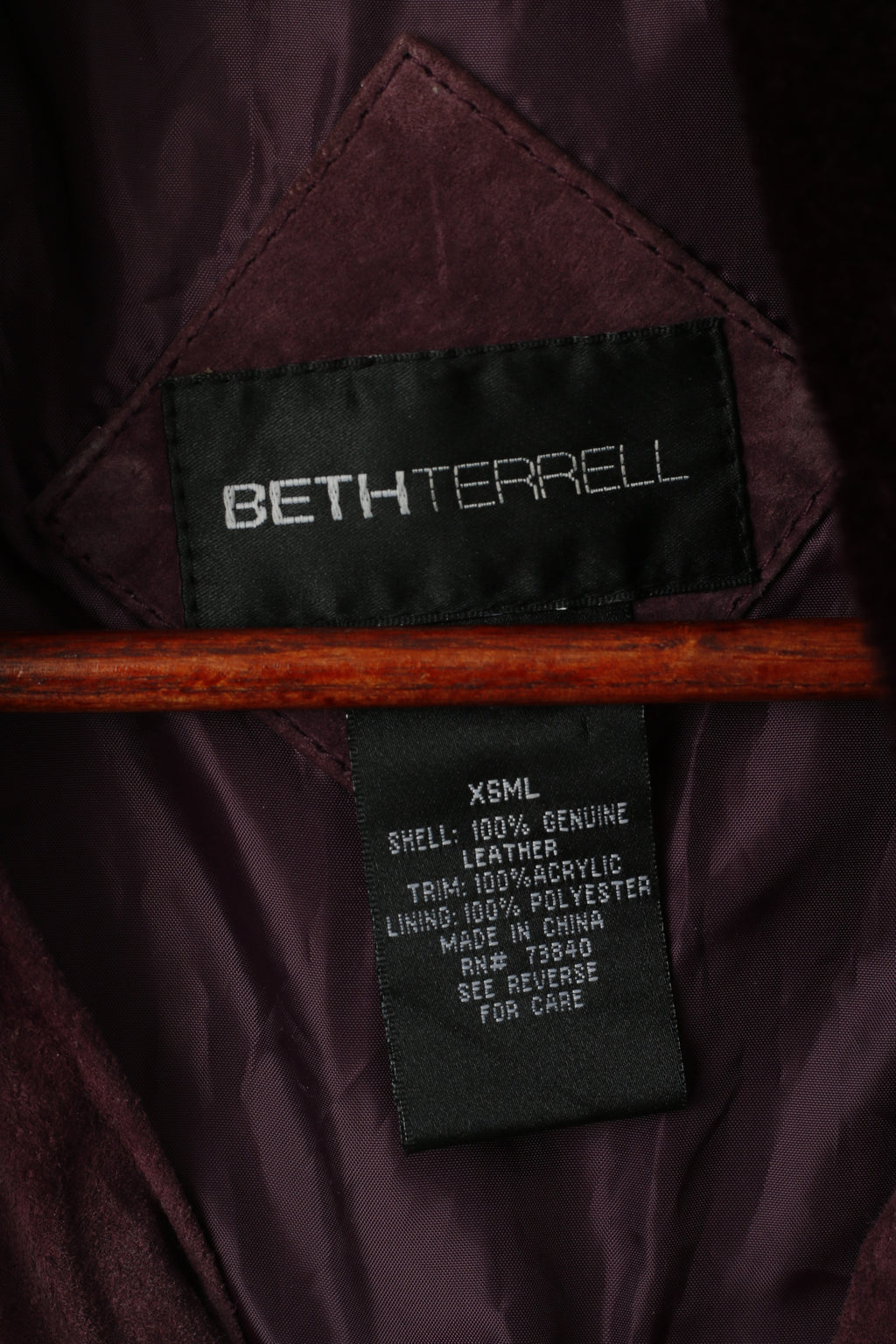 BETH TERRELL Veste M pour femme en cuir violet avec bordure en fausse fourrure et haut à simple boutonnage