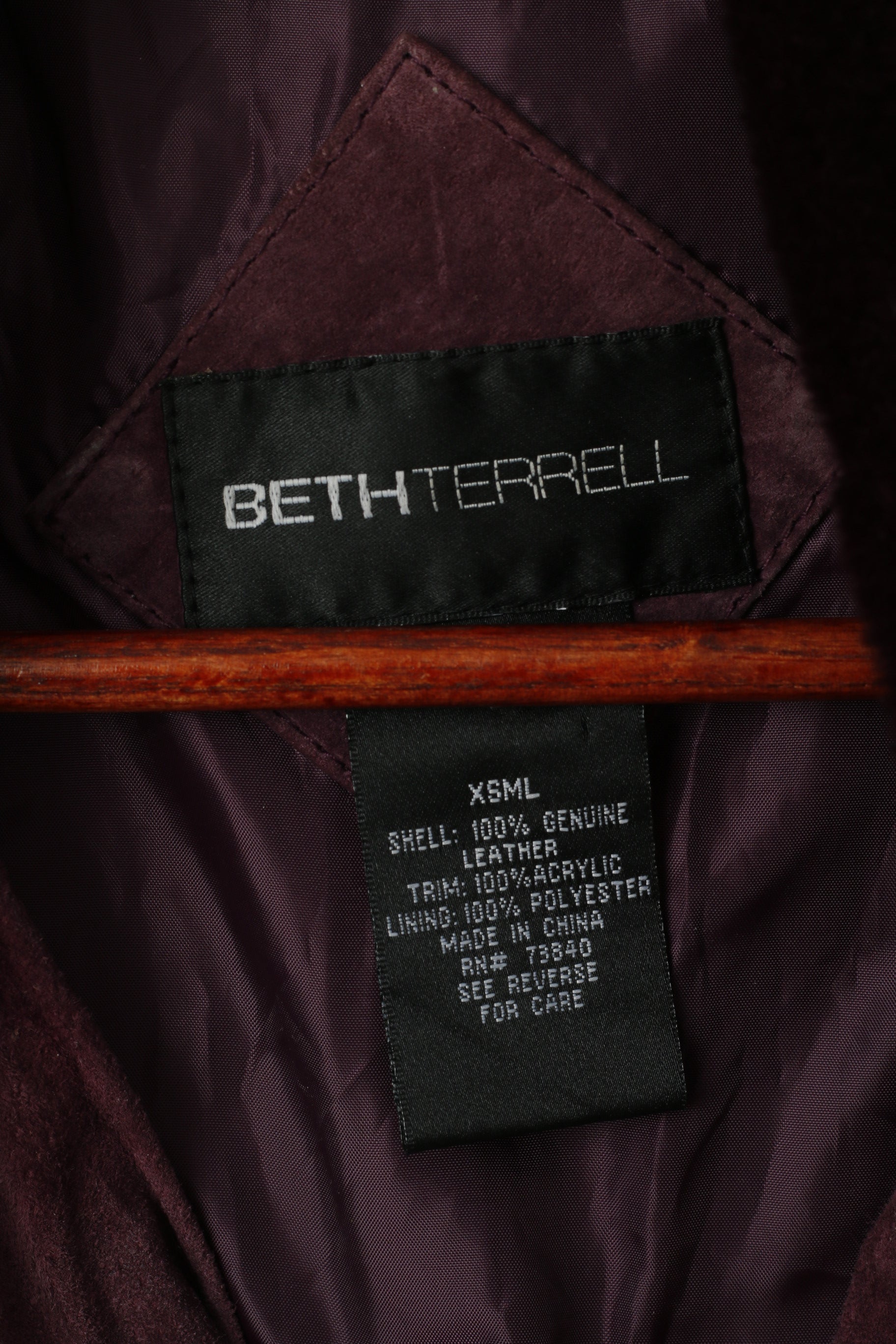 BETH TERRELL Veste M pour femme en cuir violet avec bordure en fausse fourrure et haut à simple boutonnage