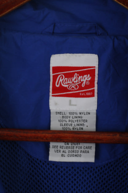 Rawlings Men L Jacket Blue Nylon Waterproof Vintage Crush Cy-Fair Baseball Top