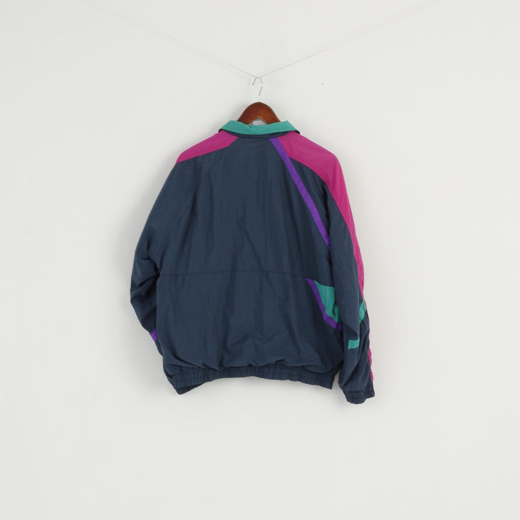 MASITA Hommes L Veste Marine Vert Sportswear Fermeture Éclair Vintage Nylon Bomber Active Top