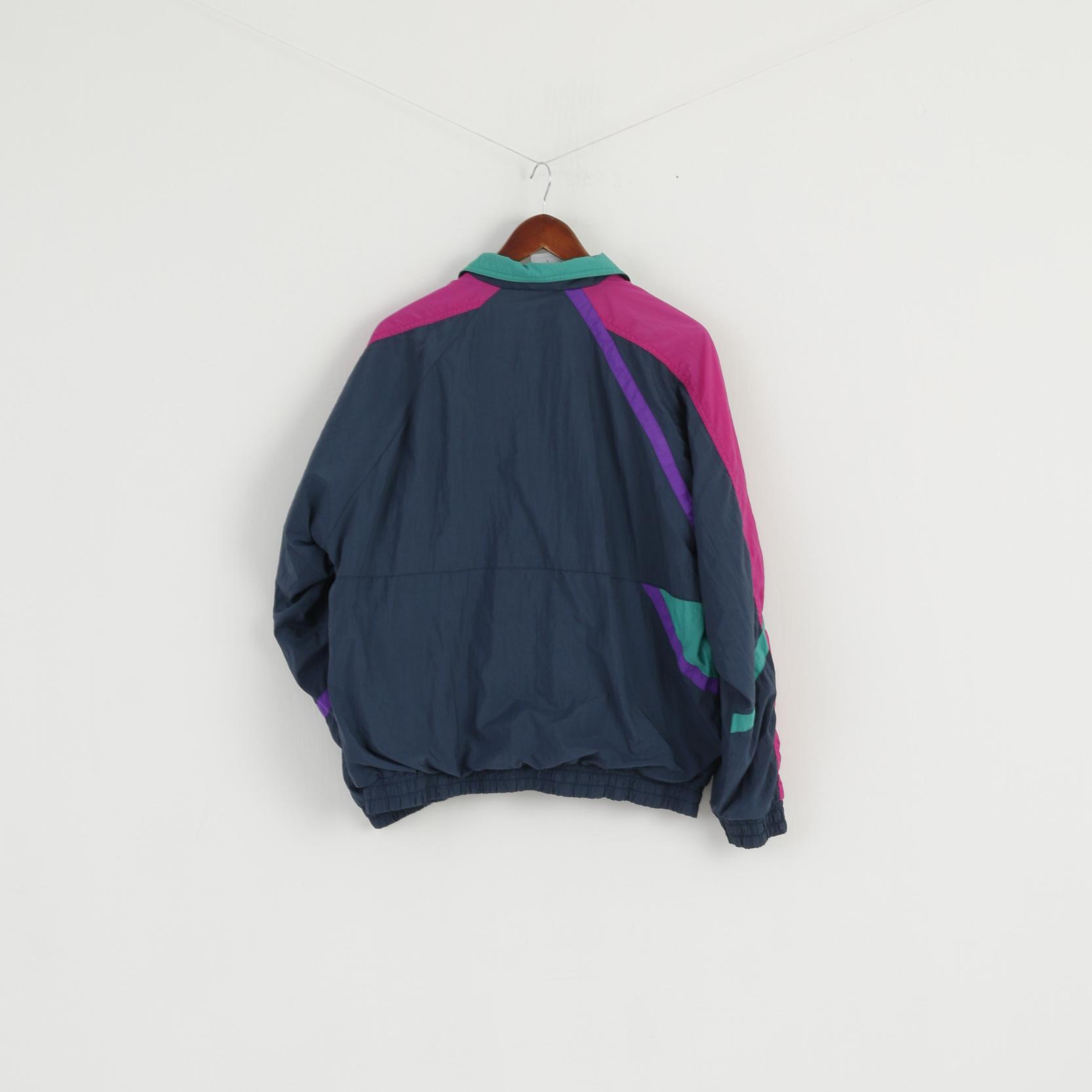 MASITA Hommes L Veste Marine Vert Sportswear Fermeture Éclair Vintage Nylon Bomber Active Top