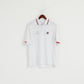 Fila Men L Polo Shirt White Polyester Short Sleeve Detailed Buttons Top