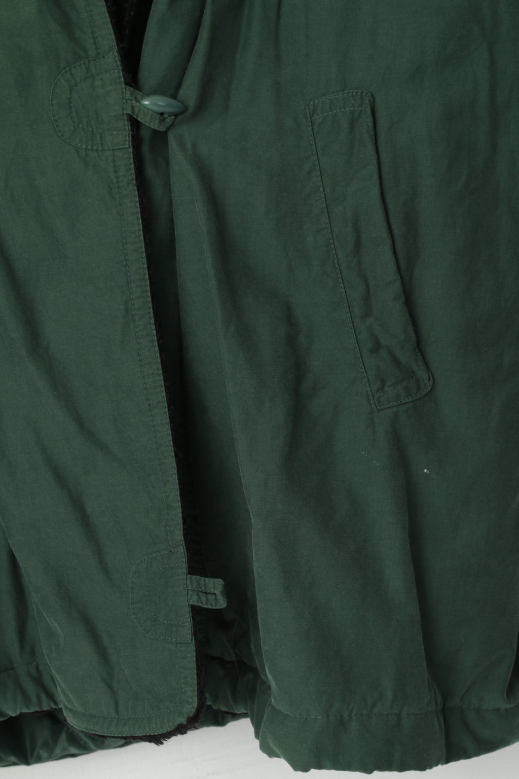 vintage Femmes 18 44 XXL Manteau Vert Laine Coton Veste Oversize à Capuchon