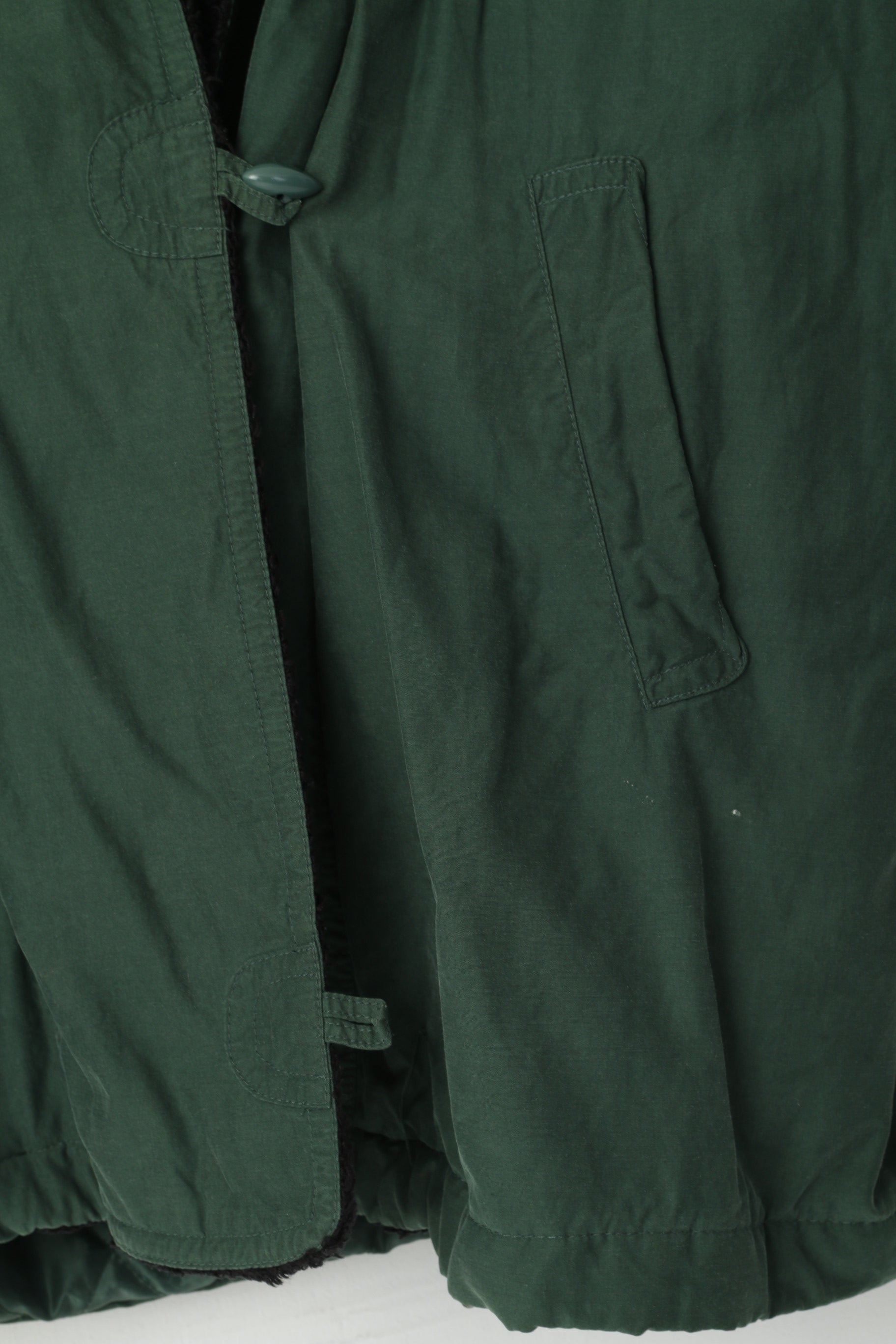 vintage Femmes 18 44 XXL Manteau Vert Laine Coton Veste Oversize à Capuchon