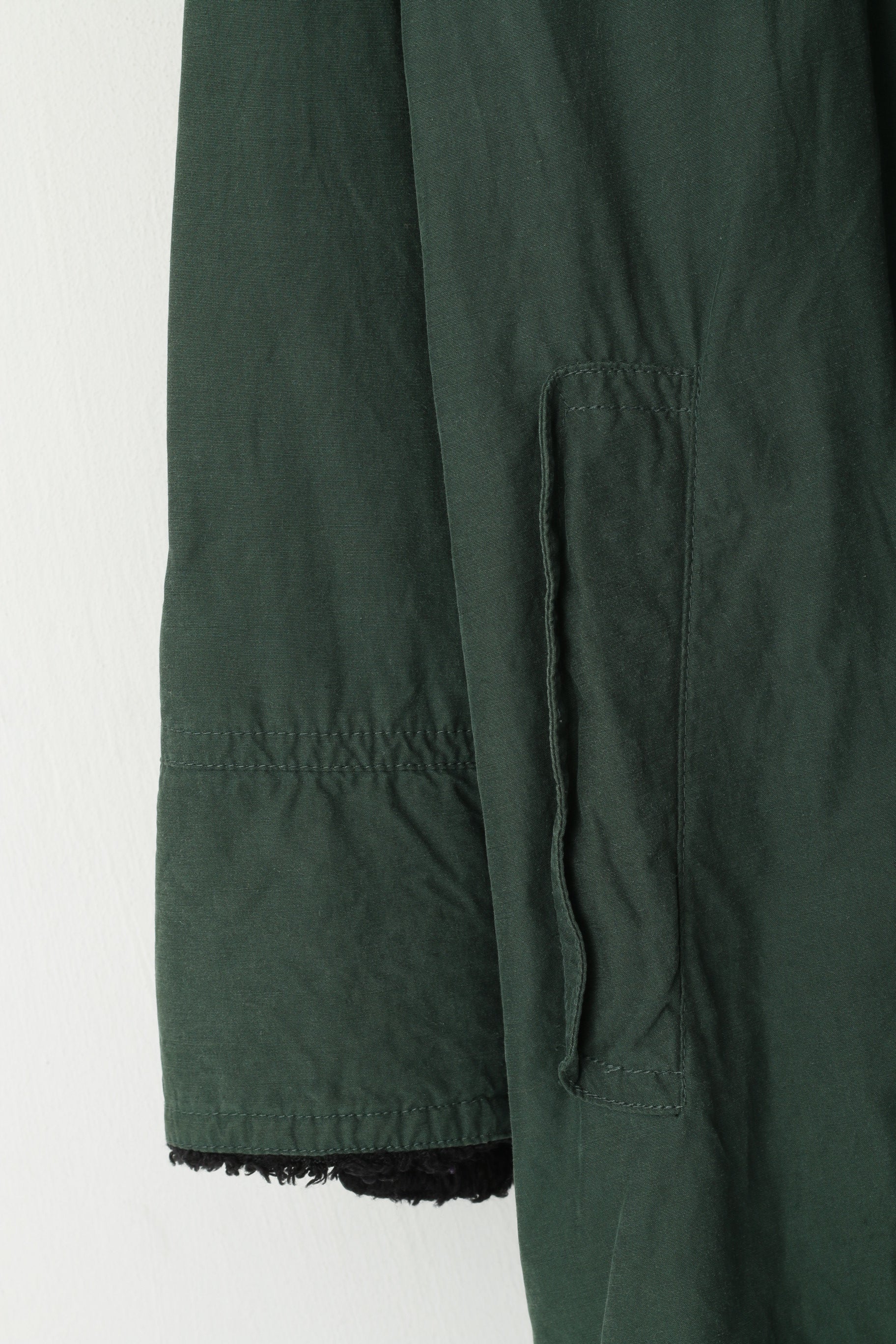 vintage Femmes 18 44 XXL Manteau Vert Laine Coton Veste Oversize à Capuchon