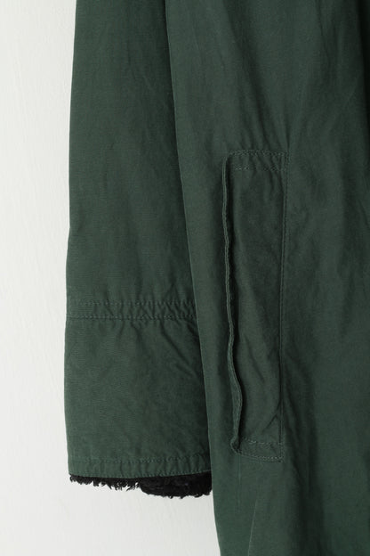 Cappotto vintage da donna 18 44 XXL Giacca oversize con cappuccio in cotone di lana verde