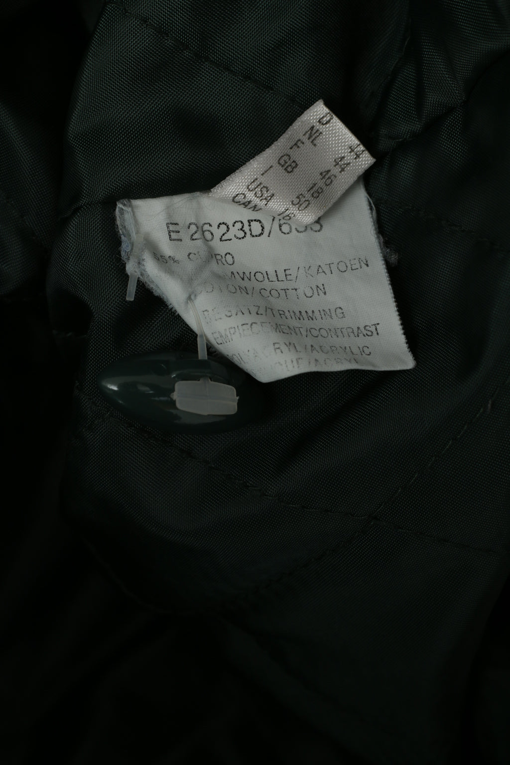 vintage Femmes 18 44 XXL Manteau Vert Laine Coton Veste Oversize à Capuchon