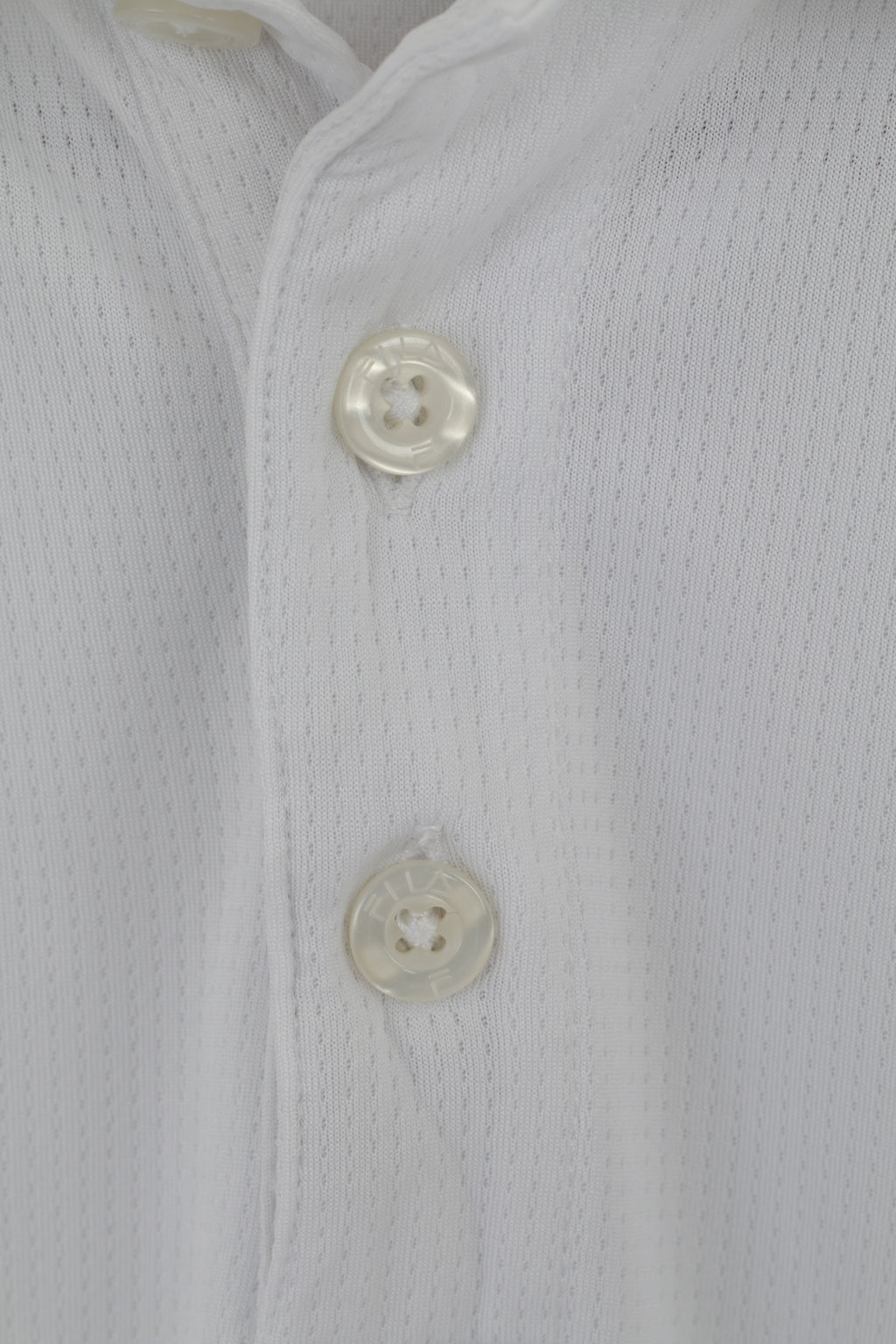 Fila Men L Polo Shirt White Polyester Short Sleeve Detailed Buttons Top