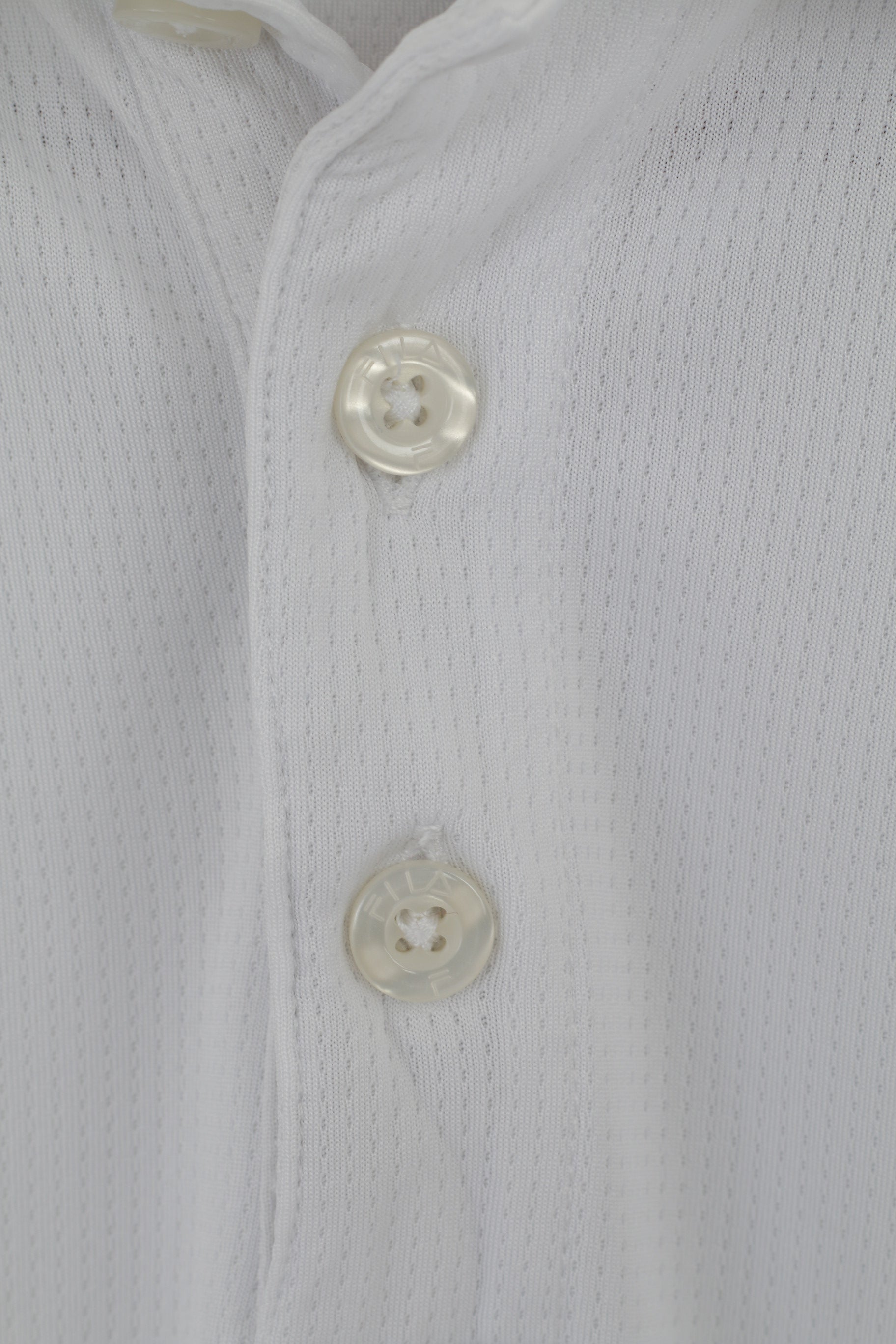 Fila Men L Polo Shirt White Polyester Short Sleeve Detailed Buttons Top