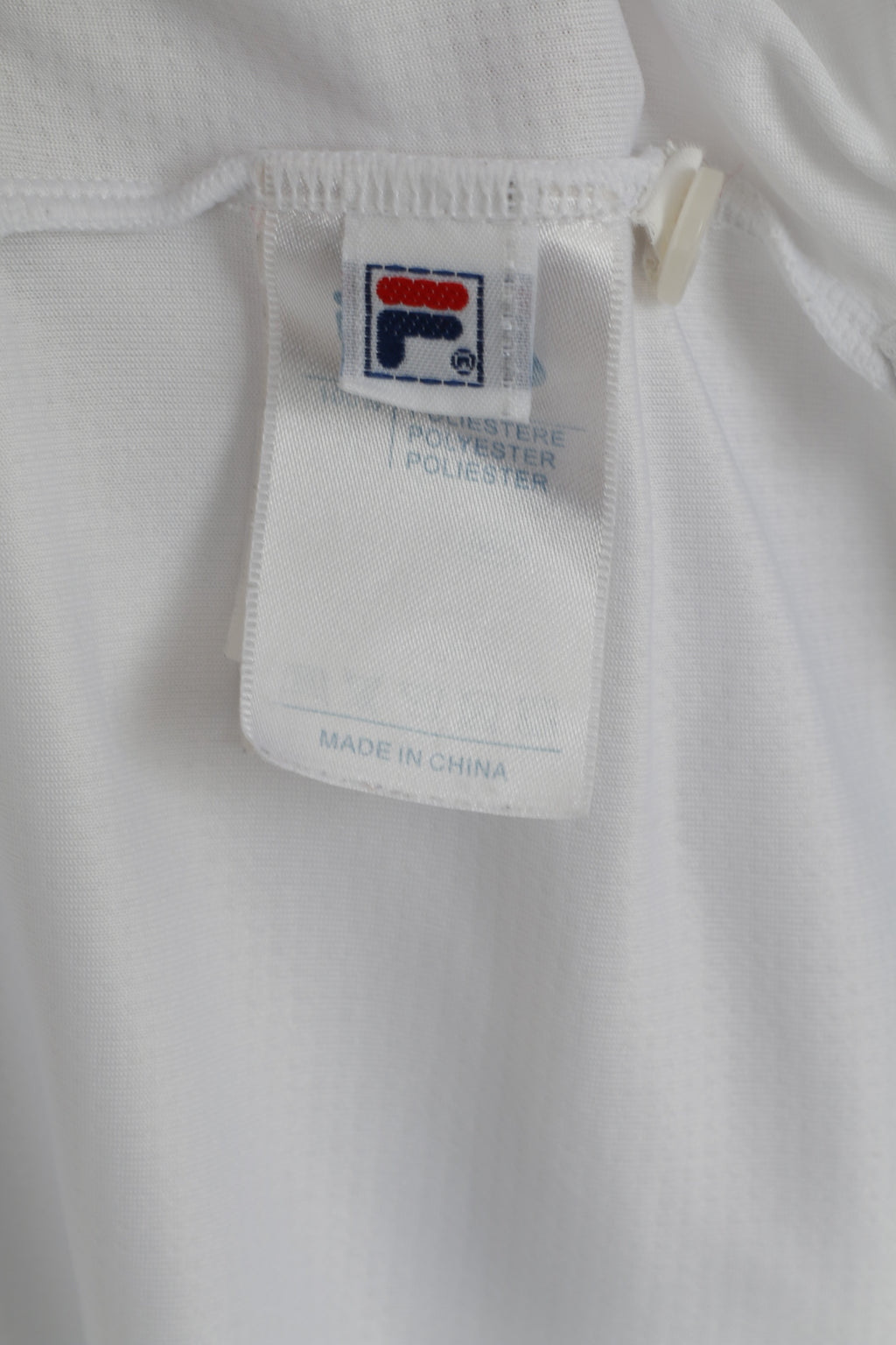 Fila Men L Polo Shirt White Polyester Short Sleeve Detailed Buttons Top