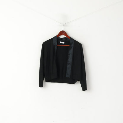 Calvin Klein Women M Sweater Bolero Black Wool Acrylic Cropped 3/4 Sleeve Top