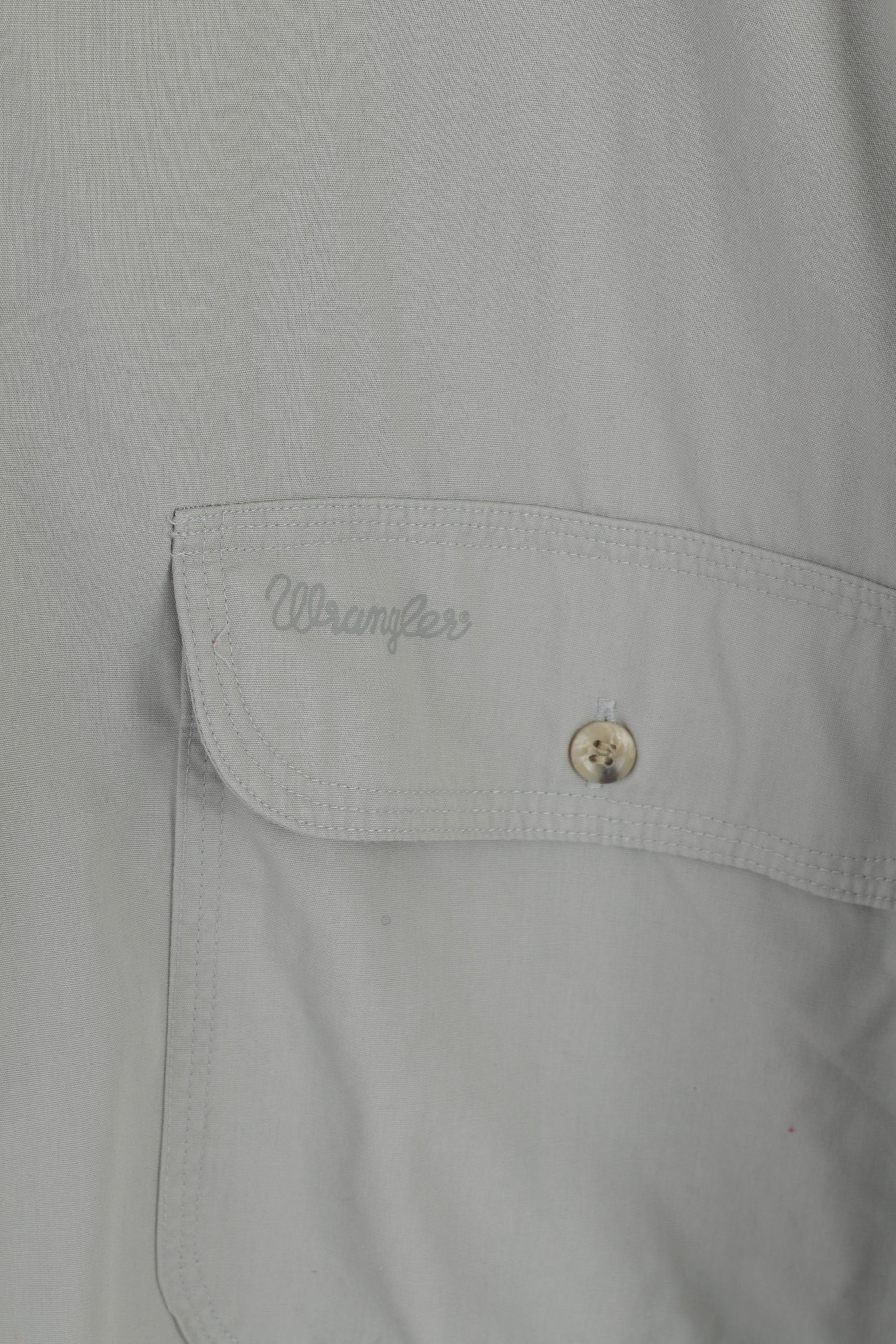 Wrangler Hommes L Chemise Décontractée Gris Clair Coton Vintage Qualité Vêtements Haut À Manches Longues