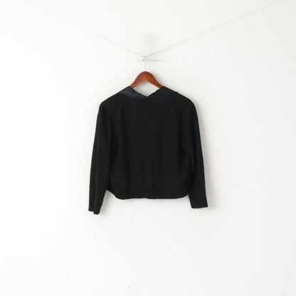 Calvin Klein Women M Sweater Bolero Black Wool Acrylic Cropped 3/4 Sleeve Top