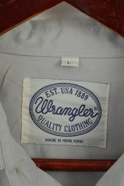 Wrangler Hommes L Chemise Décontractée Gris Clair Coton Vintage Qualité Vêtements Haut À Manches Longues