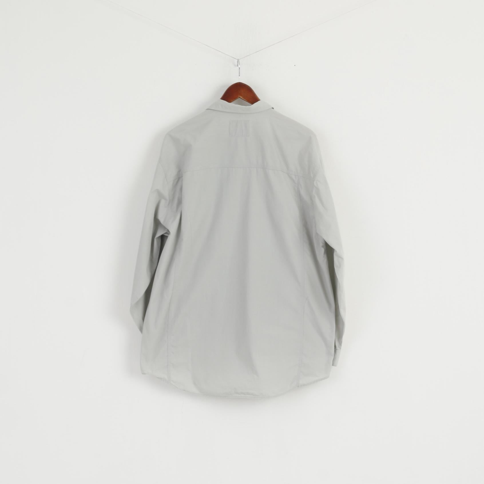 Wrangler Hommes L Chemise Décontractée Gris Clair Coton Vintage Qualité Vêtements Haut À Manches Longues