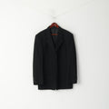 Fellini Men 44 L Blazer Black Wool Mini Check Classic Single Breasted Jacket