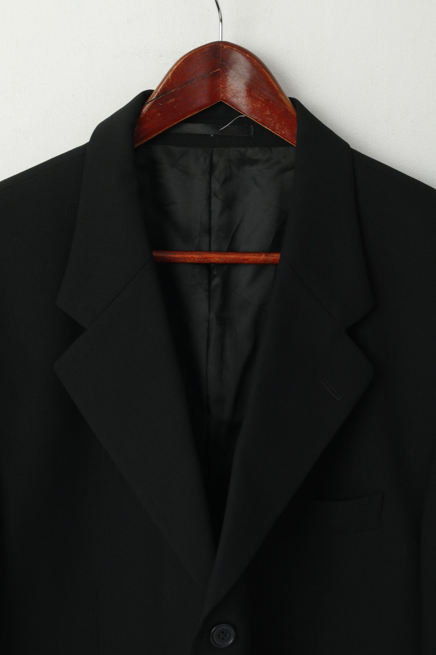 Fellini Uomo 44 L Blazer Giacca monopetto classica in lana nera a quadri mini