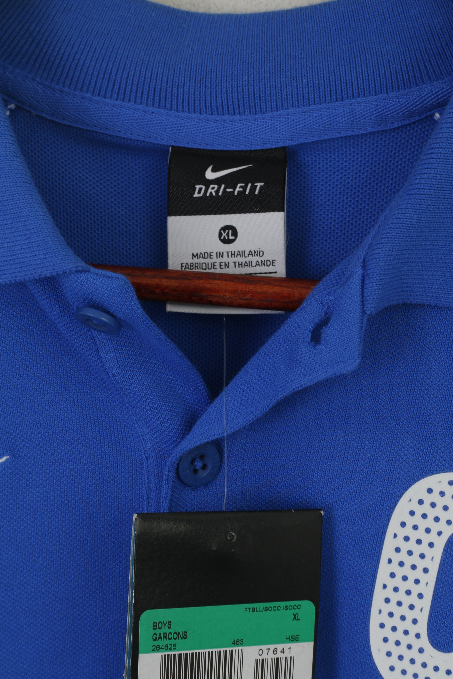 Nouveau Nike Garçons 158-170cm 13-15 Âge Polo Bleu Coton Sport WUZZ # 9 Haut