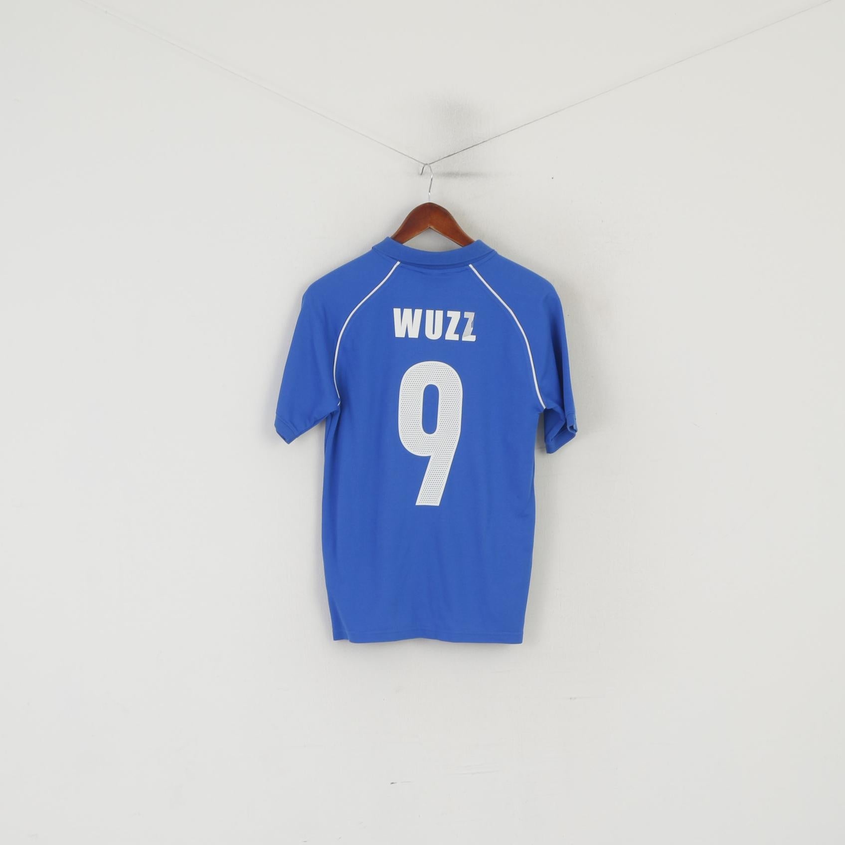 Nouveau Nike Garçons 158-170cm 13-15 Âge Polo Bleu Coton Sport WUZZ # 9 Haut