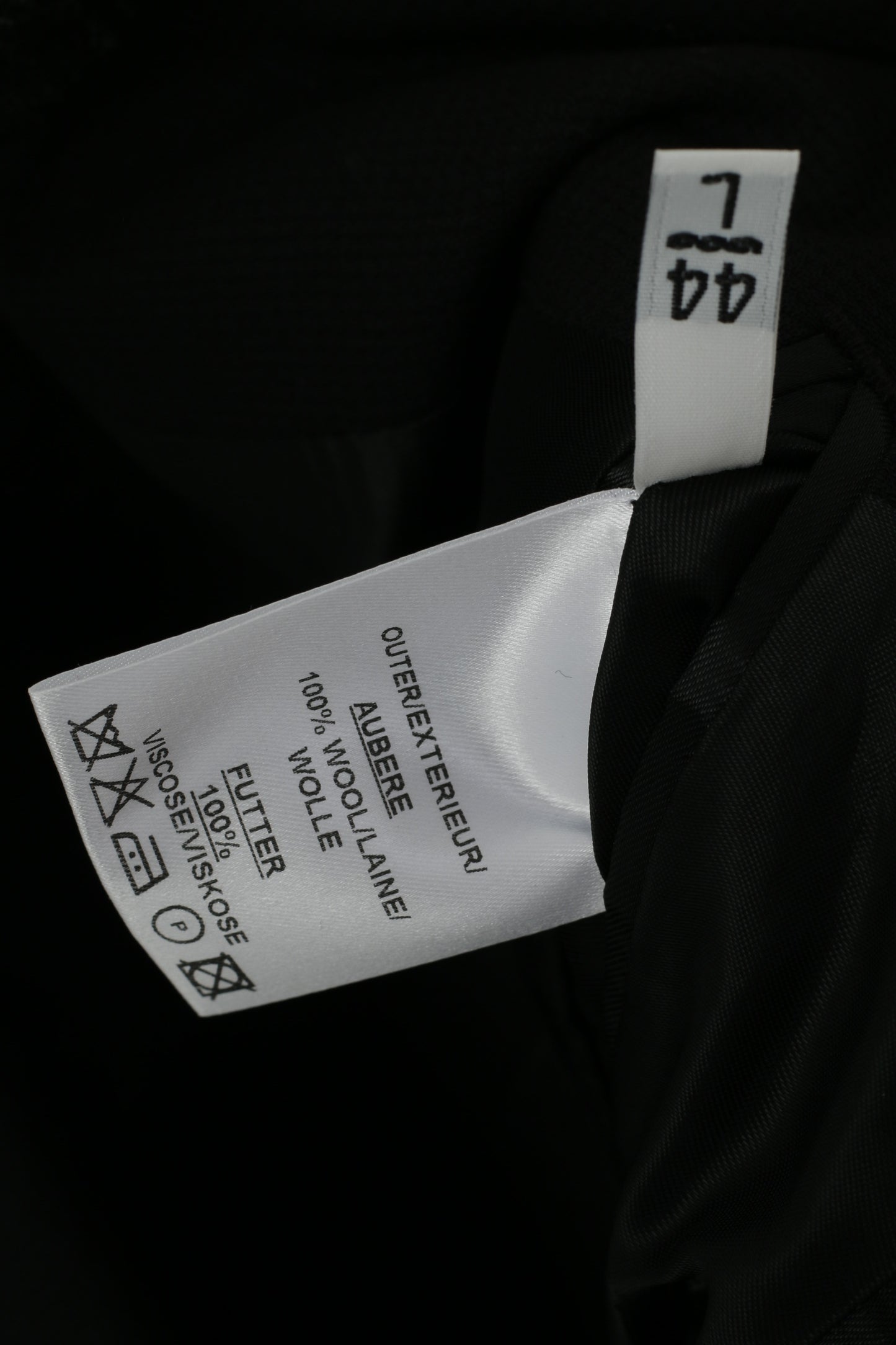 Fellini Men 44 L Blazer Black Wool Mini Check Classic Single Breasted Jacket