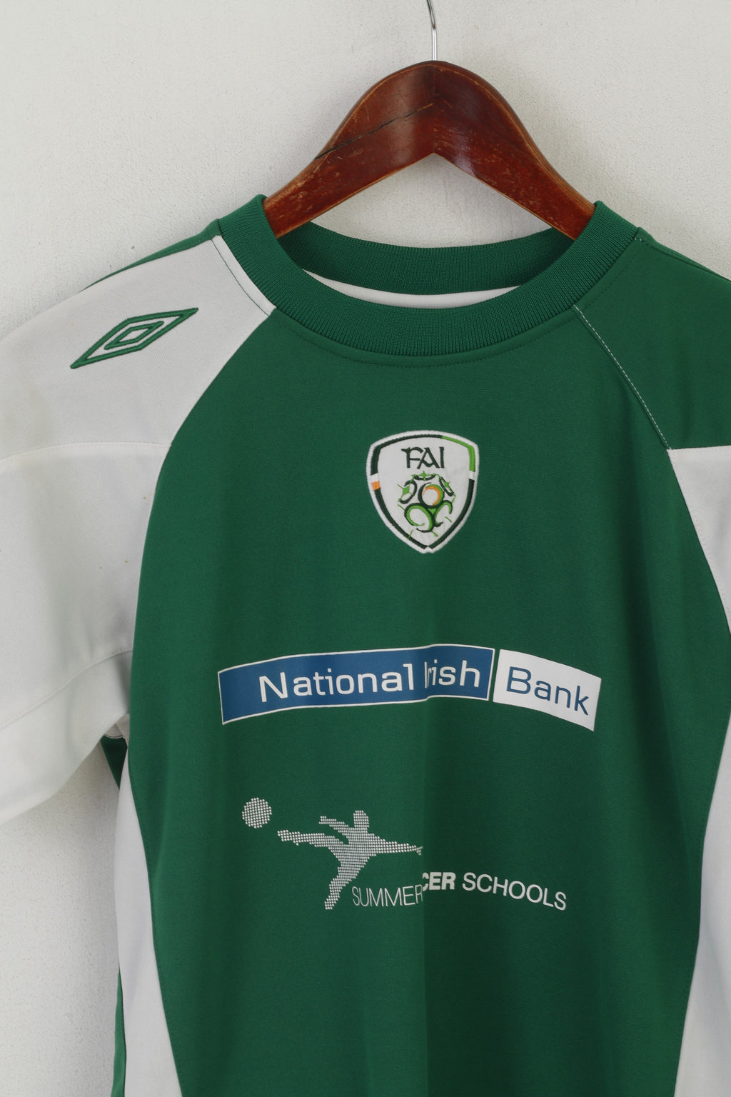 Umbro Youth XLB 12-14 Age Shirt Green FAI Ireland Football Gerrard 8 Jersey Top