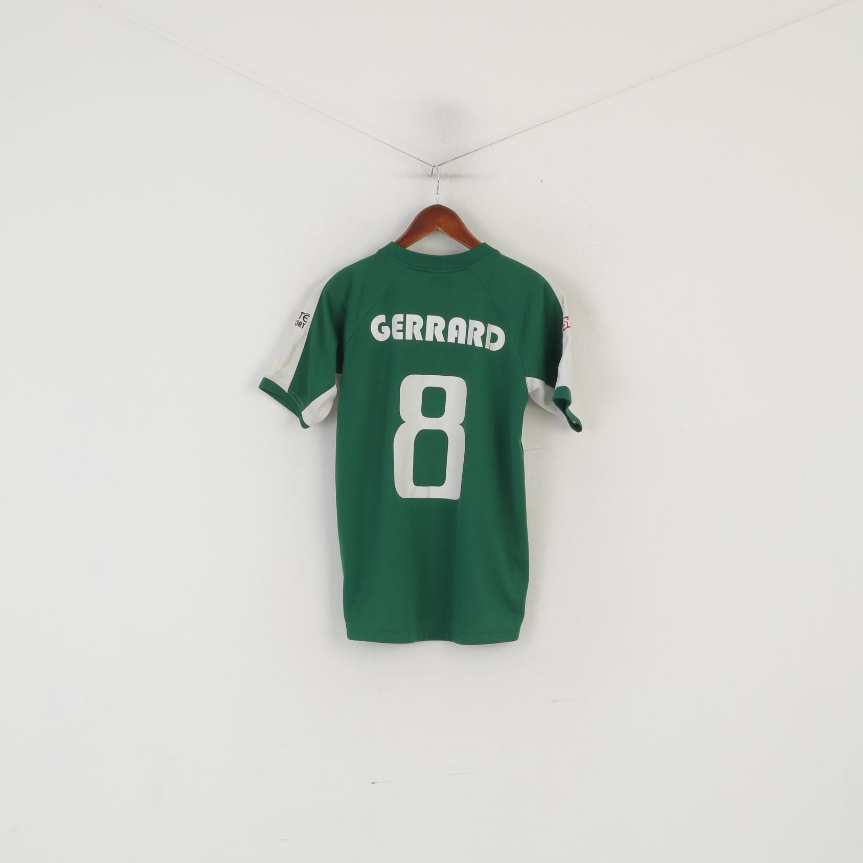 Umbro Youth XLB 12-14 Age Shirt Green FAI Ireland Football Gerrard 8 Jersey Top